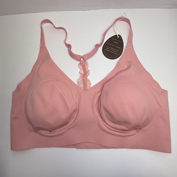 Shapellx Wireless Lace Racerback Pullover Pink Bra Sz Large New - Picture 1 of 7
